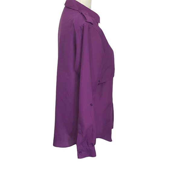 Vintage Diane Von Furstenberg Blouse Size M Button Down Long Sleeve Shirt Purple - Picture 5 of 10